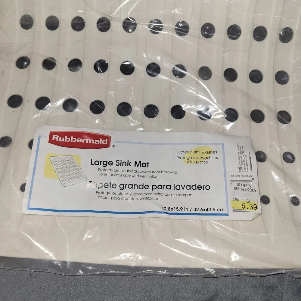 Rubbermaid Large Sink Protector Mat Off White/Bisque Discontinued 15.9x12.8 Vtg